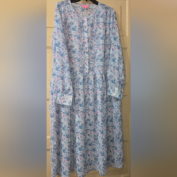 Simply Southern Confetti Semi Sheer Midi Long Sleeve Dress NWT - Picture 1 of 11